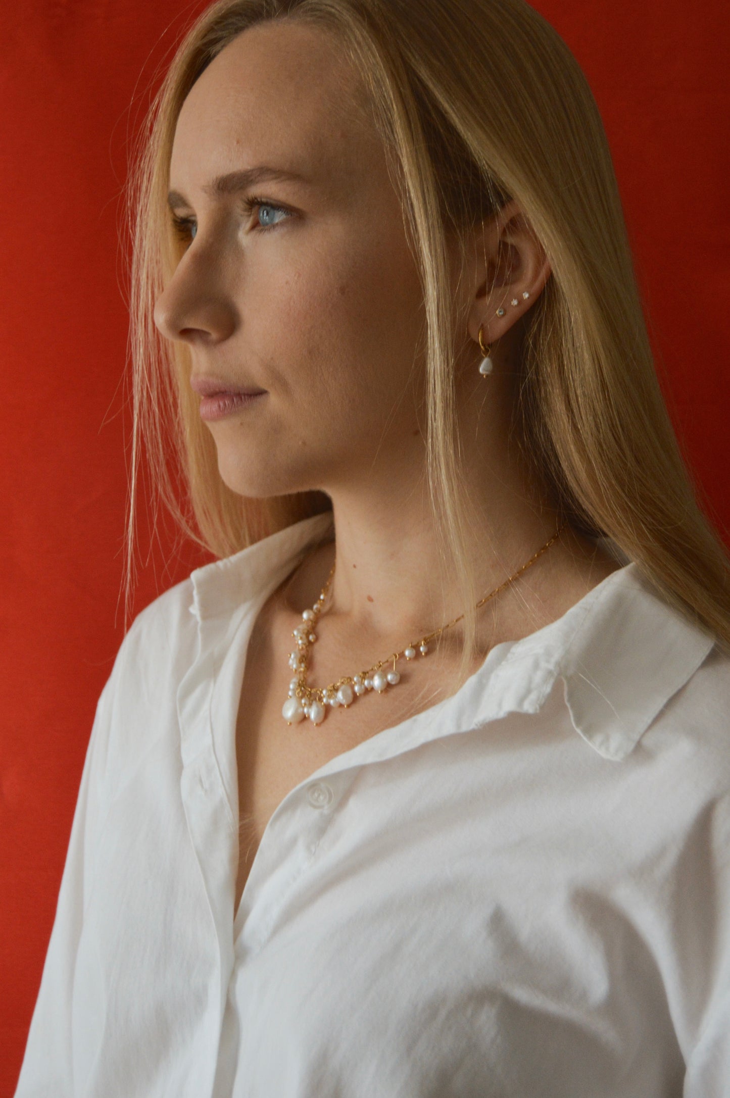 Pendientes aro mini con perla