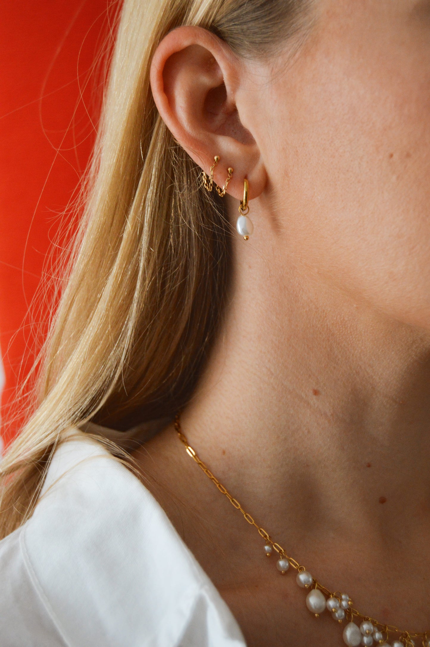 Pendientes aro mini con perla