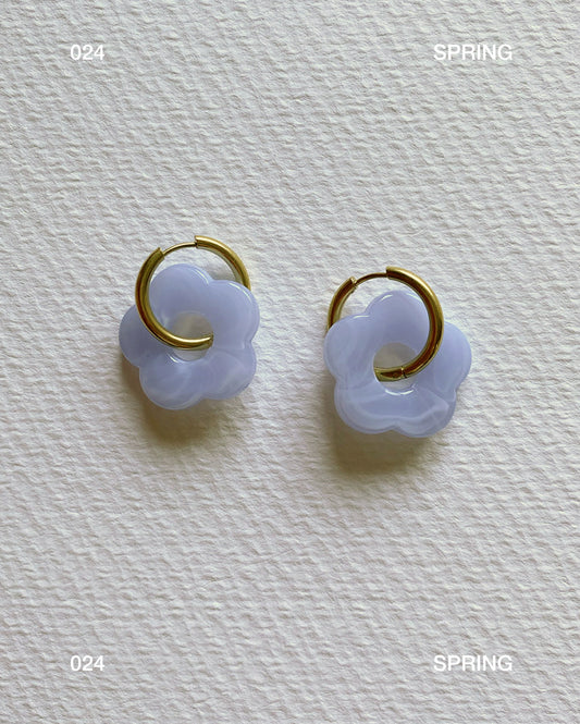 Pendientes aro flor azul